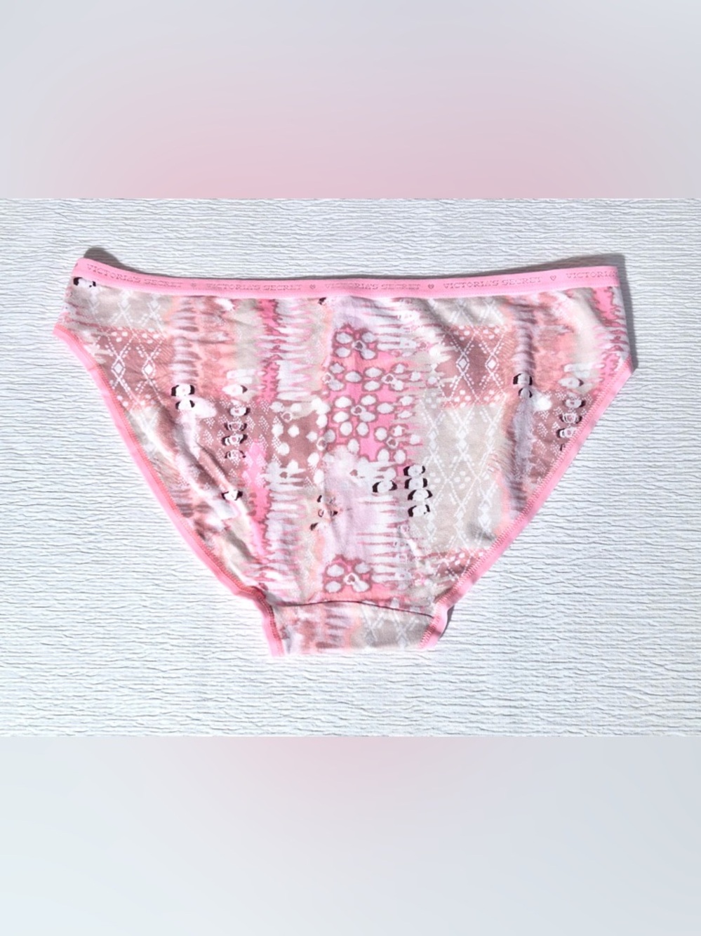 Victoria's Secret Pink & White Bohemian Print Cotton Bikini Panties, Medium - Picture 4 of 5